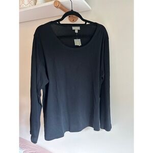 Style & Co. Womens Top 1X Black Long Sleeve Scoop‎ Neck Casual